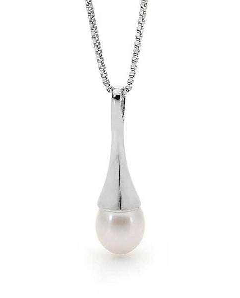 The Floxglove Classic Sterling Silver Pearl Drop Pendant / Necklace Carousel 1
