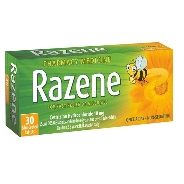RAZENE 10mg For fast relief of allergies 30Tablets Carousel 1
