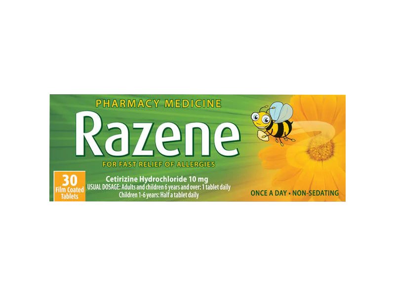 RAZENE 10mg For fast relief of allergies 30Tablets Carousel 2