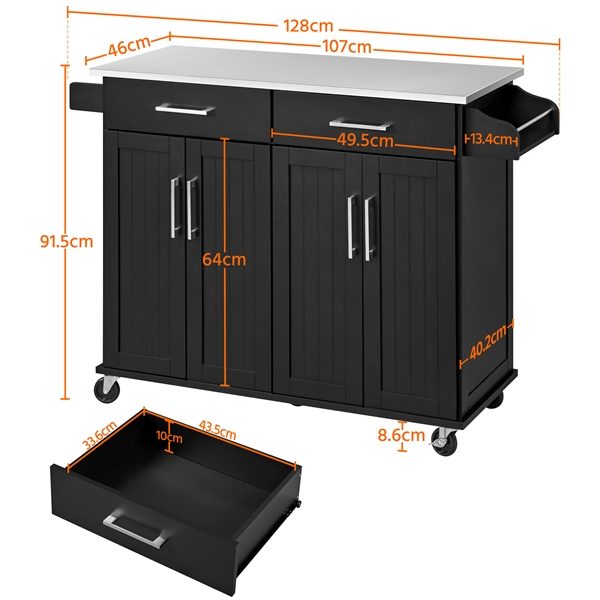 Large Kitchen Island with Storage Drawers & Cabinets & Towel Bar & Spice Rack Carousel 2
