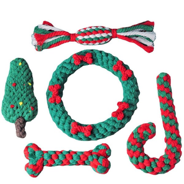 Candy Cane Rope Toy for Puppies, Cotton Chew Dog Toy & Christmas Decoration Carousel 1
