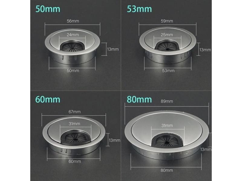 Zinc Alloy Wire Hole Cover For PC Desk 50 80mm Sizes Carousel 1