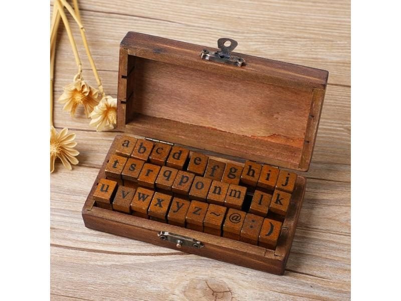 70/42/32Pcs/Box Letter A-Z DIY Decorative Seal Orthographic DIY Stamps Wooden Carousel 1