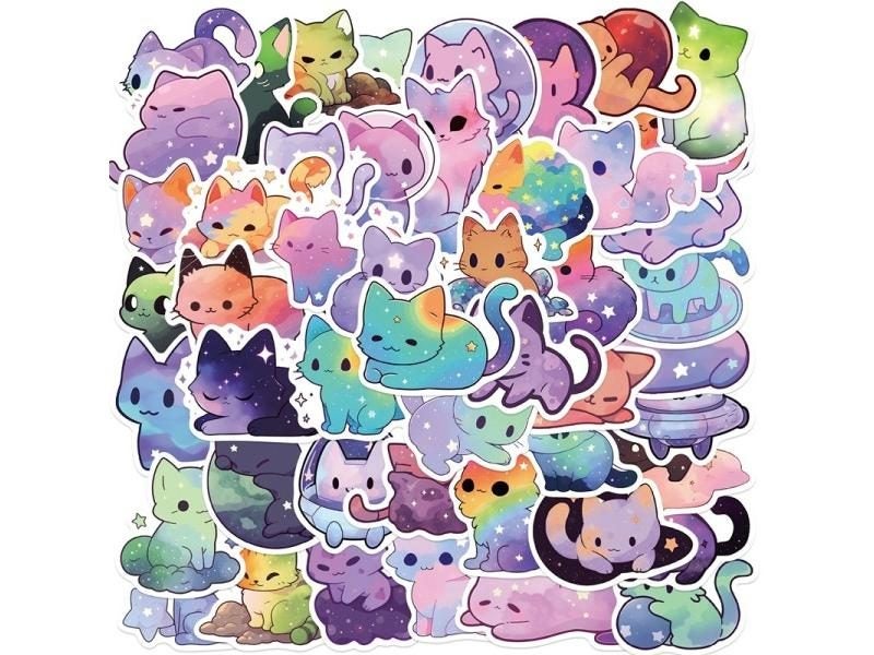 10/30/50PCS Starry Sky Cat PVC Sticker School Supplies Decoration Carousel 1