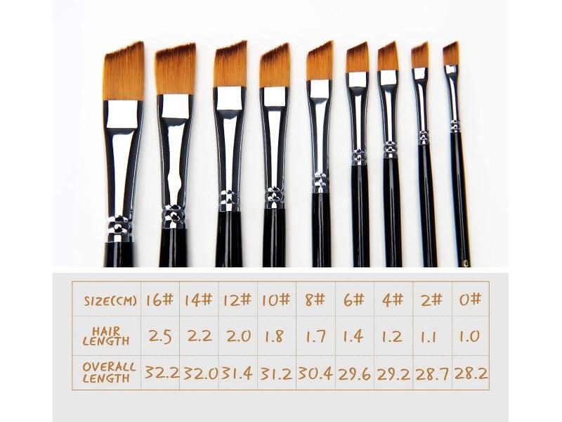 9 Pieces Angled Brush Set For Watercolor Acrylic Oil Gouache Carousel 1