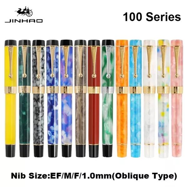 Jinhao 100 Fountain Pen Transparent Color Resin Luxury Pens M/F/EF/1.0mm Extra Carousel 2