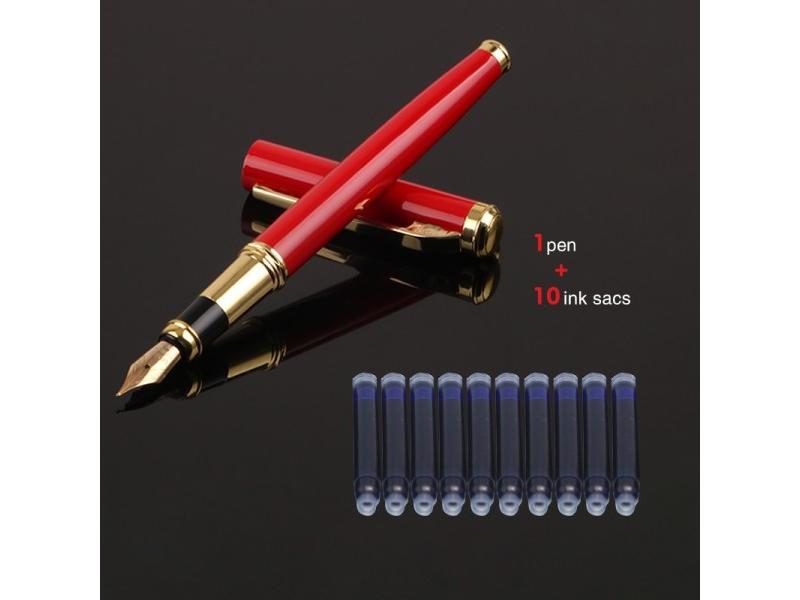 1 Pen 10 Ink Sacs Free Custom Logo Metal Luxury Pen Student Calligraphy Book Carousel 1