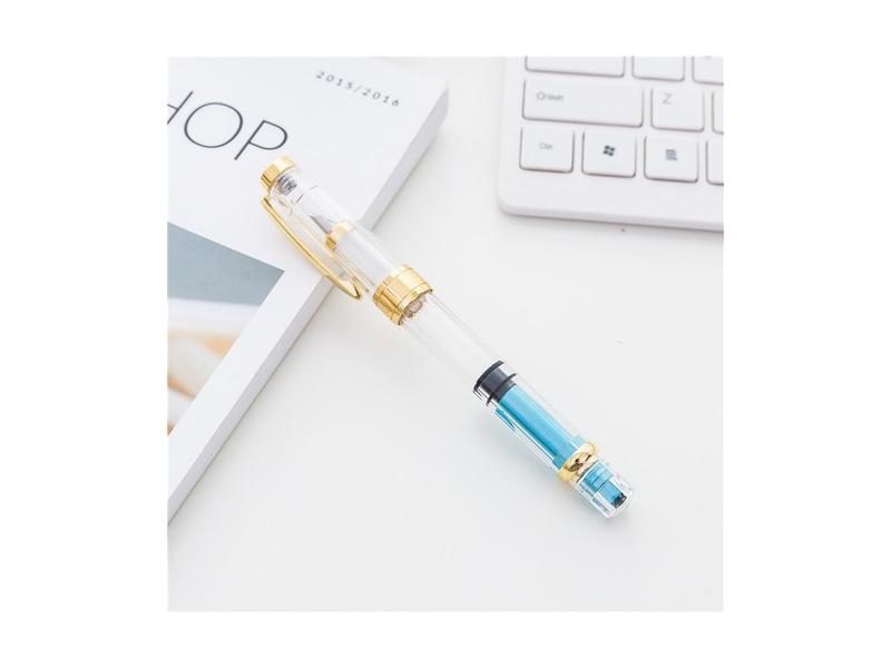 New Upgraded 3008 Piston Transparent Fountain Pen With Golden EF F Nib Trim Carousel 1