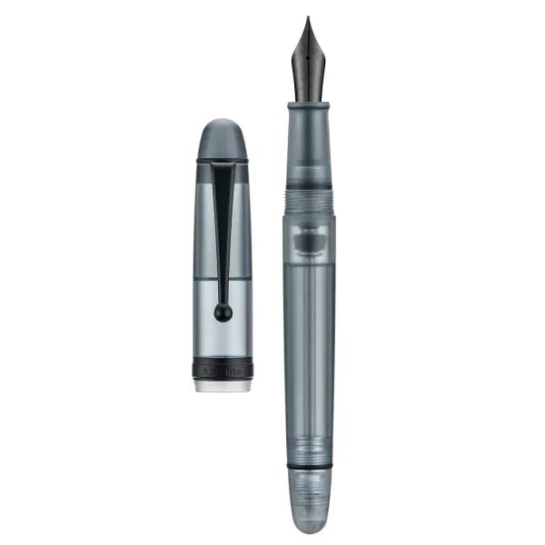 Asvine V126 Vacuum Filling Fountain Pen Titanium EF/F/M Nib Matte Gray Acrylic Carousel 1