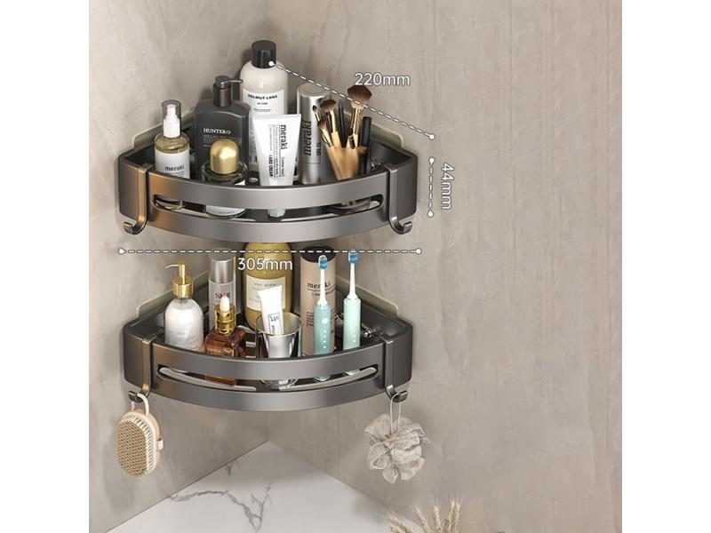 Adhesive Bathroom Shampoo Holder Shower Caddy Shelves Storage Organizer No Carousel 1