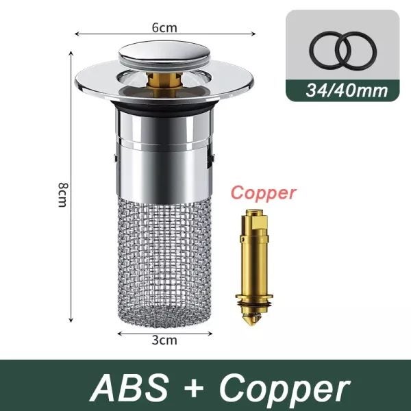 Pop-Up Sink Drain Strainer Plug Bathroom Sink Plug Stopper Universal Basin Core Carousel 1