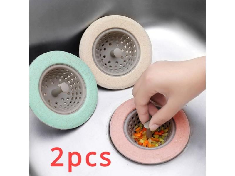 2pcs Sink Filter Tank Floor Drain Cover Hair Prevent Clogging Kitchen Sink Carousel 2