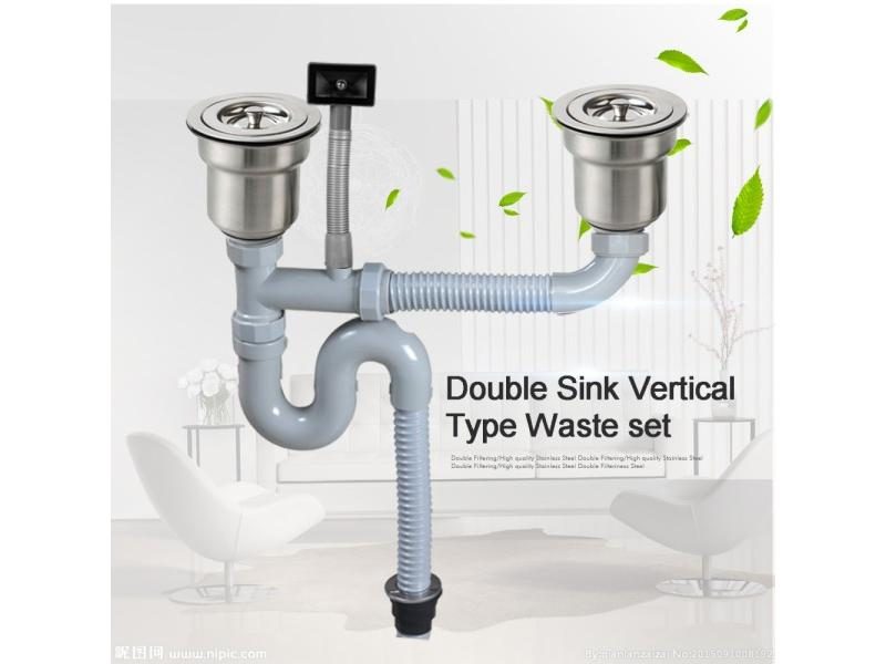 Talea Double Sink Vertical Type With Overflow Pipe Kit Basin Waste Set Sink Carousel 2