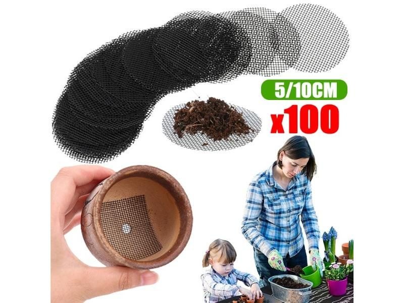 10/100PCS Pot Hole Mesh Drain Pad Round Square Grid Mat Screen Bottom Prevent Carousel 2