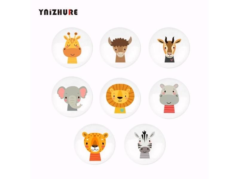 Nordic Ceramic Cute Cartoon Printing Animals Knobs Wardrobe Kitchen Garden Door Carousel 2