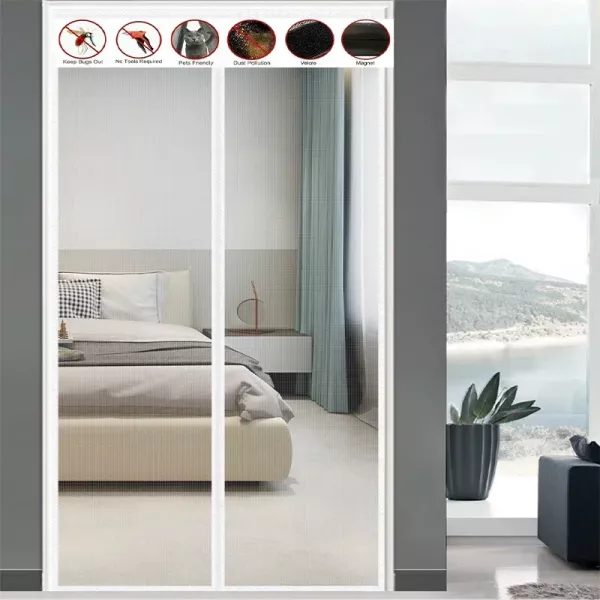Magnetic Diamond Gauze Mosquito Proof Door Curtain White Magnetic Suction Door Carousel 2