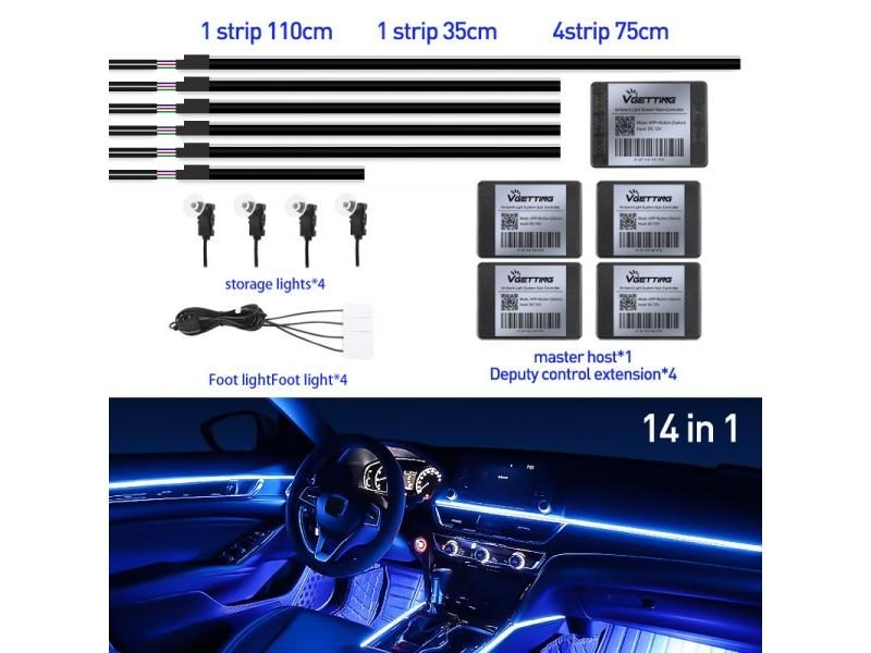 Full Color Streamer Car RGB 64 Color Universal LED Interior Strip Lamp Carousel 1