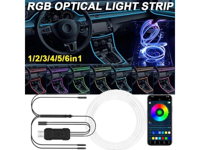 Car RGB Ambient LED Light Strip USB Fiber Optic Atmosphere Neon Invisible Light Carousel 2