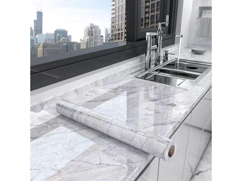 40cm Width Marble Waterproof Vinyl Wall Stickers For Kitchen Decor Carousel 1