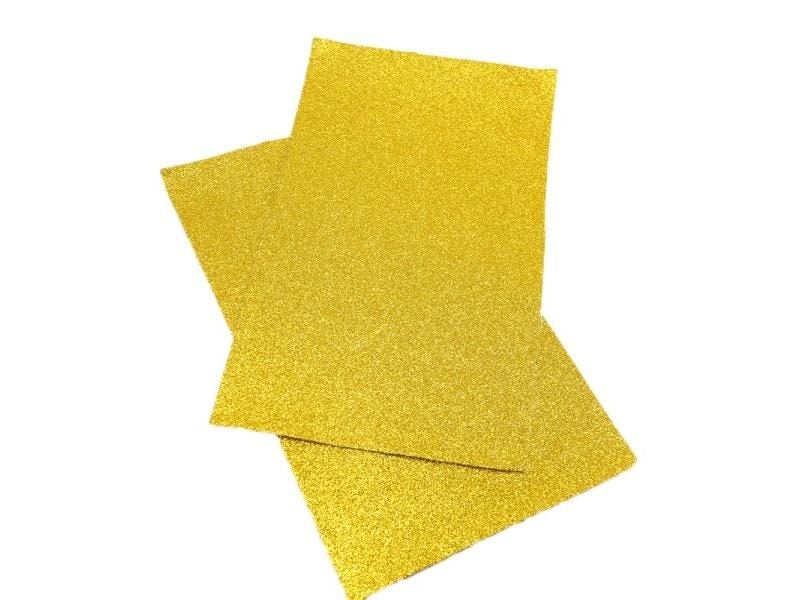 Gold Series Chunky Fine Glitter Faux Leather Sheets A4 Size Lychee Solid Color Carousel 1