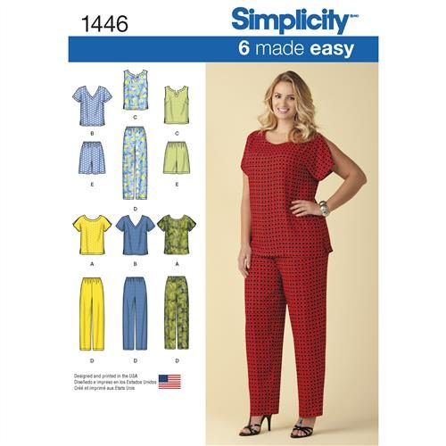 Simplicity Pattern 1446 Six Made Easy Pull on Tops and Trousers or Shorts for Carousel 1
