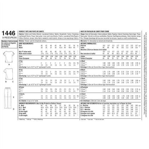 Simplicity Pattern 1446 Six Made Easy Pull on Tops and Trousers or Shorts for Carousel 2