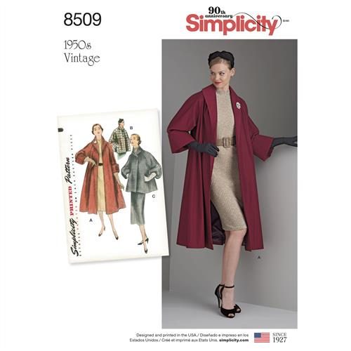 Simplicity Pattern 8509 Misses' Vintage Coat or Jacket R5 (14-16-18-20-22) Carousel 1