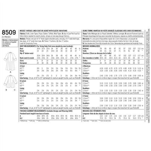 Simplicity Pattern 8509 Misses' Vintage Coat or Jacket R5 (14-16-18-20-22) Carousel 2