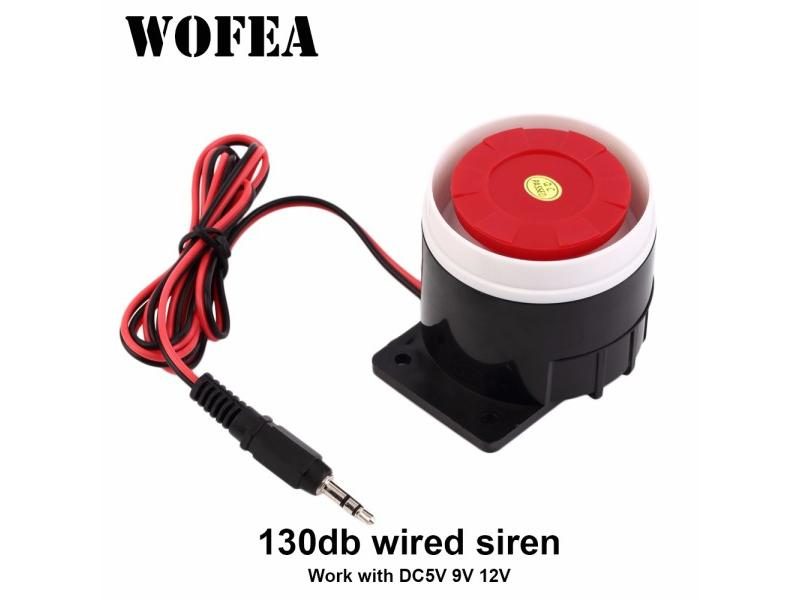 WOFEA 130db Wired Mini Sound Alarm Siren Horn For Alarm System Work With DC5V Carousel 2