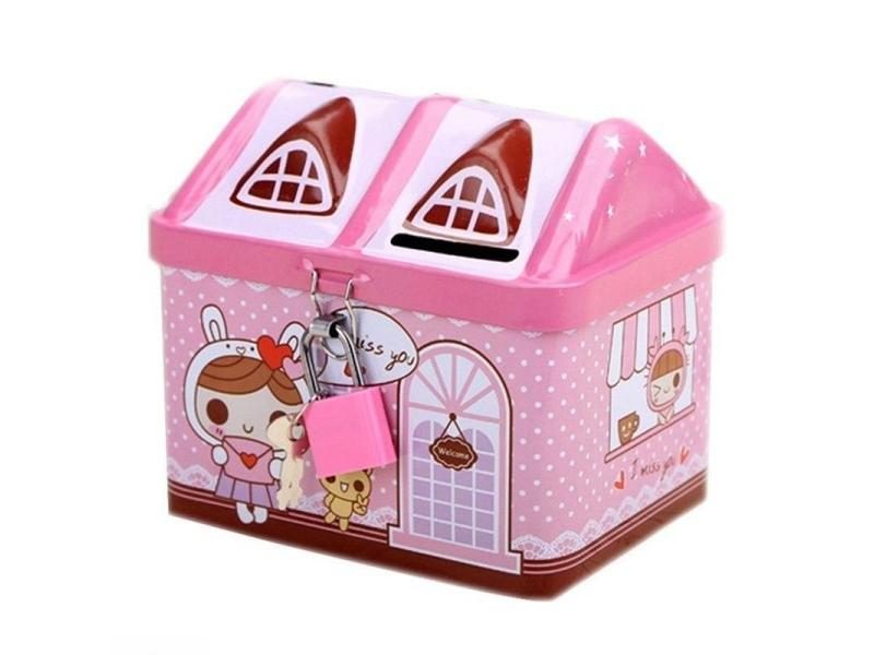 Cute Bear House Coin Box Creative Metal Bank Currency Box Coin Bank Children's Carousel 1