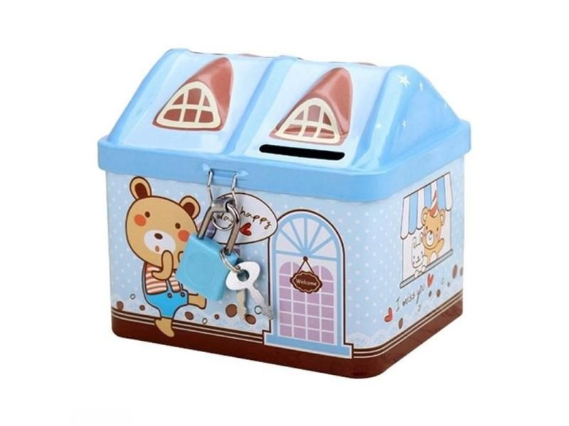 Cute Bear House Coin Box Creative Metal Bank Currency Box Coin Bank Children's Carousel 1