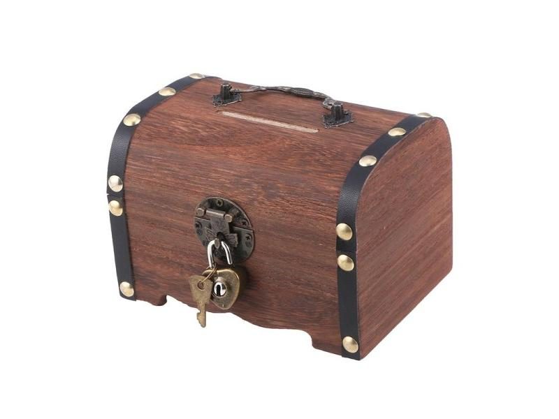 Treasure Chest With Lock Vintage Treasure Storage Box Piggy Bank Organizer Carousel 2