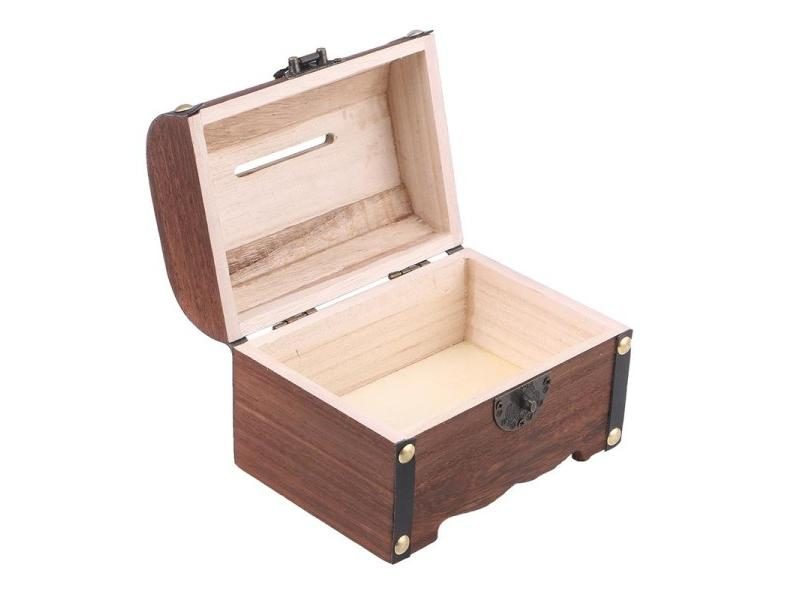 Treasure Chest With Lock Vintage Treasure Storage Box Piggy Bank Organizer Carousel 1