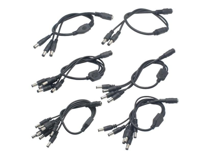 DC Power Jack 5.5x2.1mm DC Power Cable 1 Female To 2 3 4 5 6 8 Male Plug Carousel 2