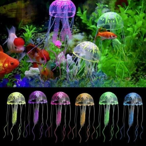 Floating Jelly Fish Glowing Effect Aquarium Tank Ornament Decor Fake Jelly Fish Carousel 1