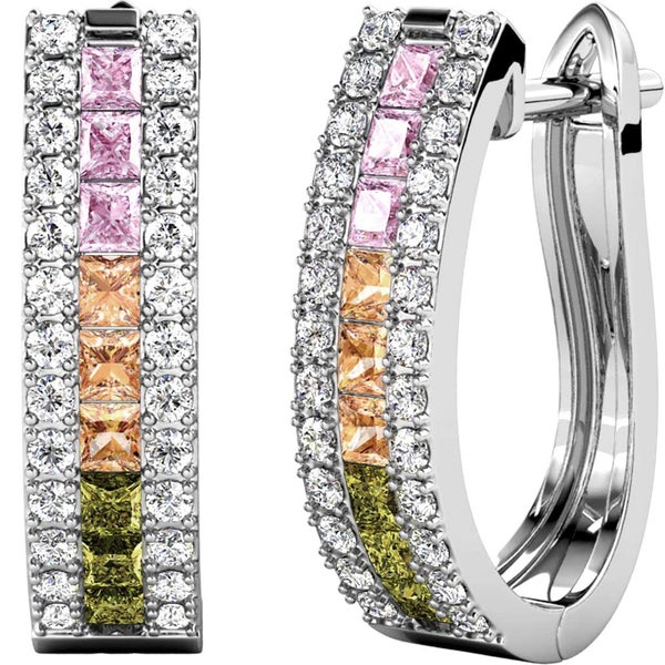 18K White-Gold Crystal Huggie Earrings "Justine" Carousel 1