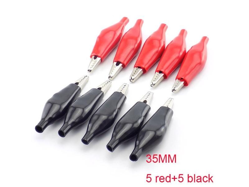 10pcs 28MM 35MM Metal Alligator Clip Electrical Probe Meter Black Red Boot Carousel 1