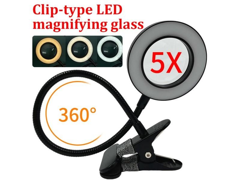 Clip-Type Led Magnifying Glass Nail Beauty Light USB Cold Light Led Non-slip Carousel 1