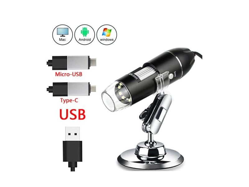 1600X 3in1 Type-C USB Portable Electronic Microscope Camera LED Magnifier For Carousel 1
