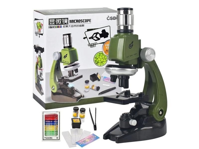 Kids Microscope Set 100X-400X-1200X For Science Education Exploration Carousel 1