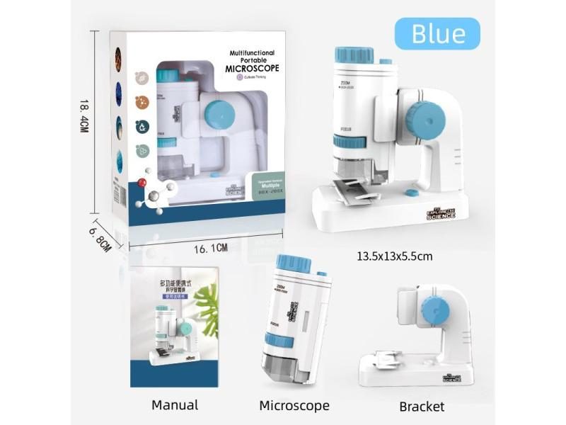80-200X Handheld MINI Microscope With Base LED For Kids Science Exploration Carousel 1
