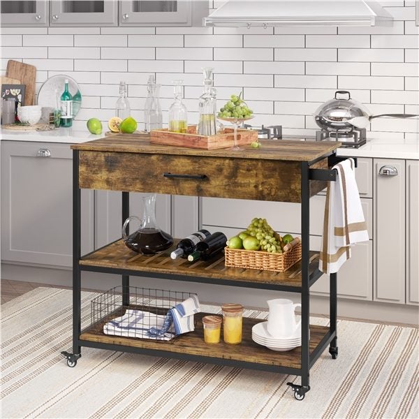 3-Tier Rolling Microwave Cart Kitchen Island Carousel 1