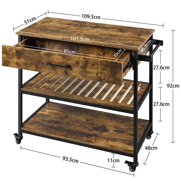 3-Tier Rolling Microwave Cart Kitchen Island Carousel 2