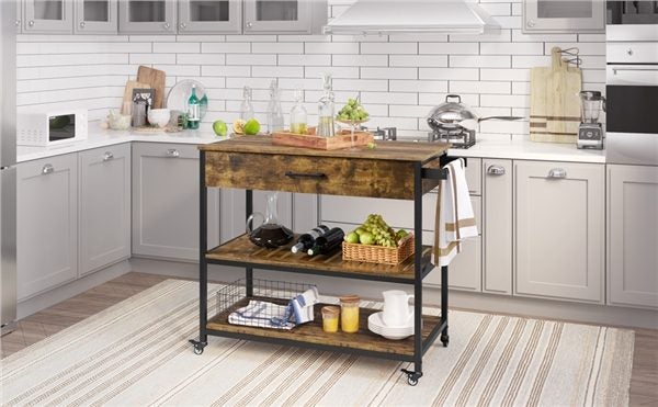 3-Tier Rolling Microwave Cart Kitchen Island Carousel 10