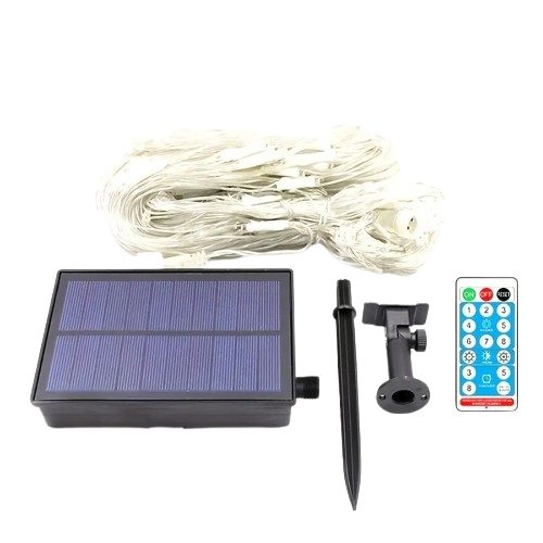NNETM Radiant Nightfall: 192 LED Solar Lights on Transparent Wire Carousel 1