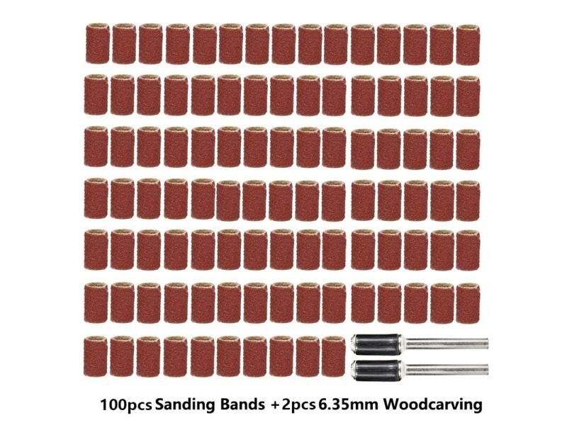Rotary Tools 102pcs 120 Sanding Bands Set With 6.35mm Mandrels Nail Electric Carousel 1