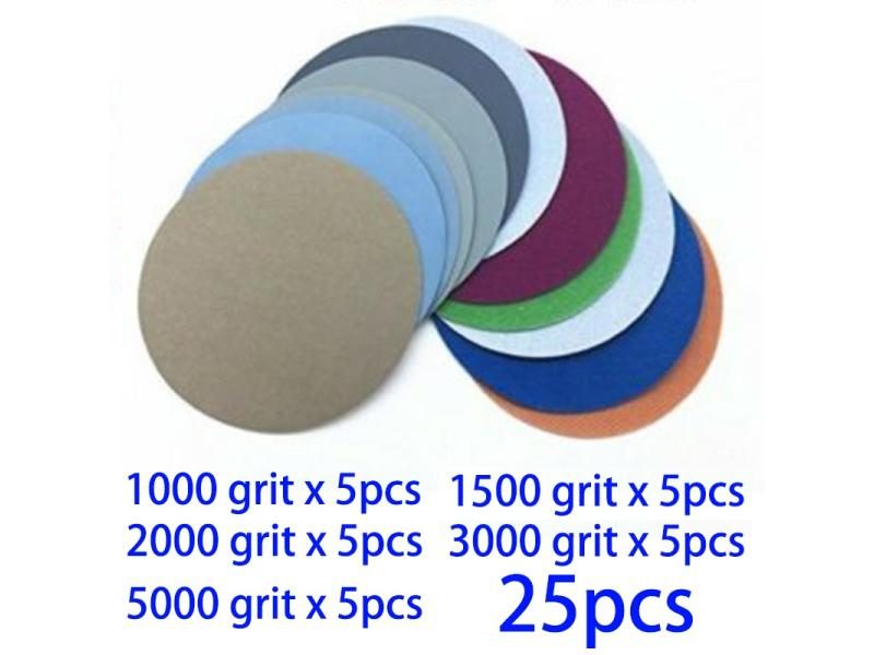 25pcs 3inch Sandpaper Hook Loop Sanding Disc Water/Dry Sand Paper Abrasive Carousel 1