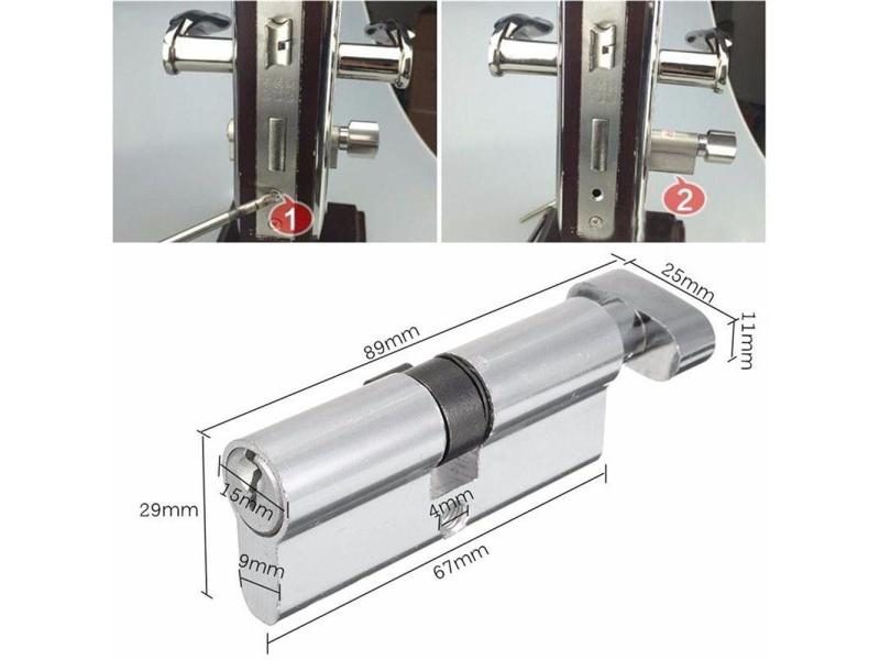 New X70 SilverTone Cylinder Hardware Indoor Aluminum Home Security Door Lock Carousel 1