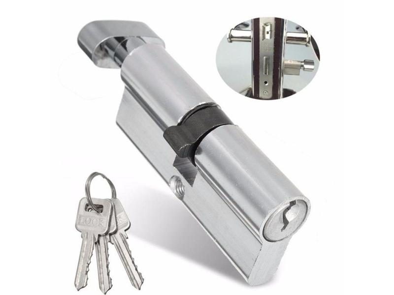 New X70 SilverTone Cylinder Hardware Indoor Aluminum Home Security Door Lock Carousel 2