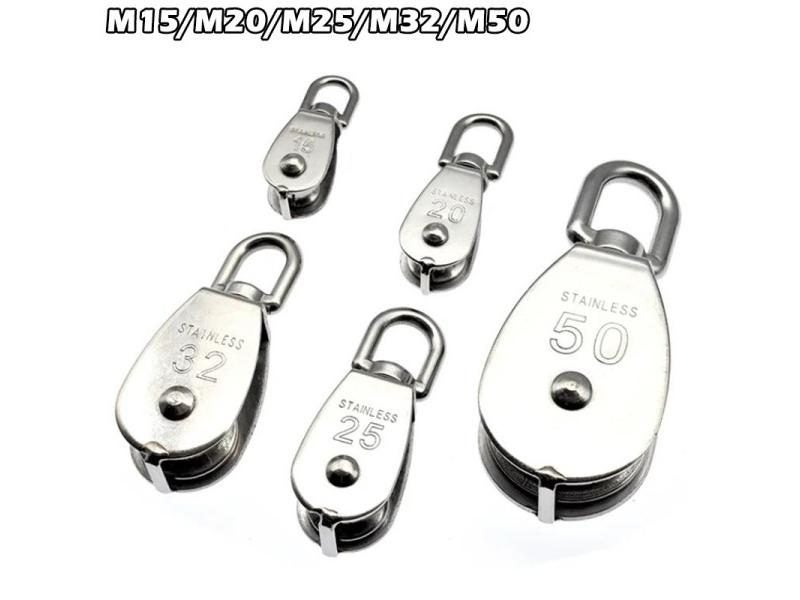 1PC M32 Single Pulley Block 304 Stainless Steel M15 M20 M25 M50 Single Wheel Carousel 1